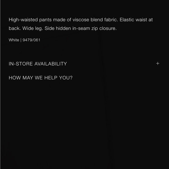 Zara PALAZZO PANTS
WHITE 0/9479/061/250/01 - Picture 5 of 8